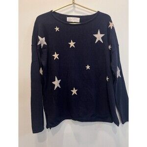 FatFace Jumper Womens UK 16 US 12 Blue Star CrewNeck Pullover Wool Cashmere Blnd